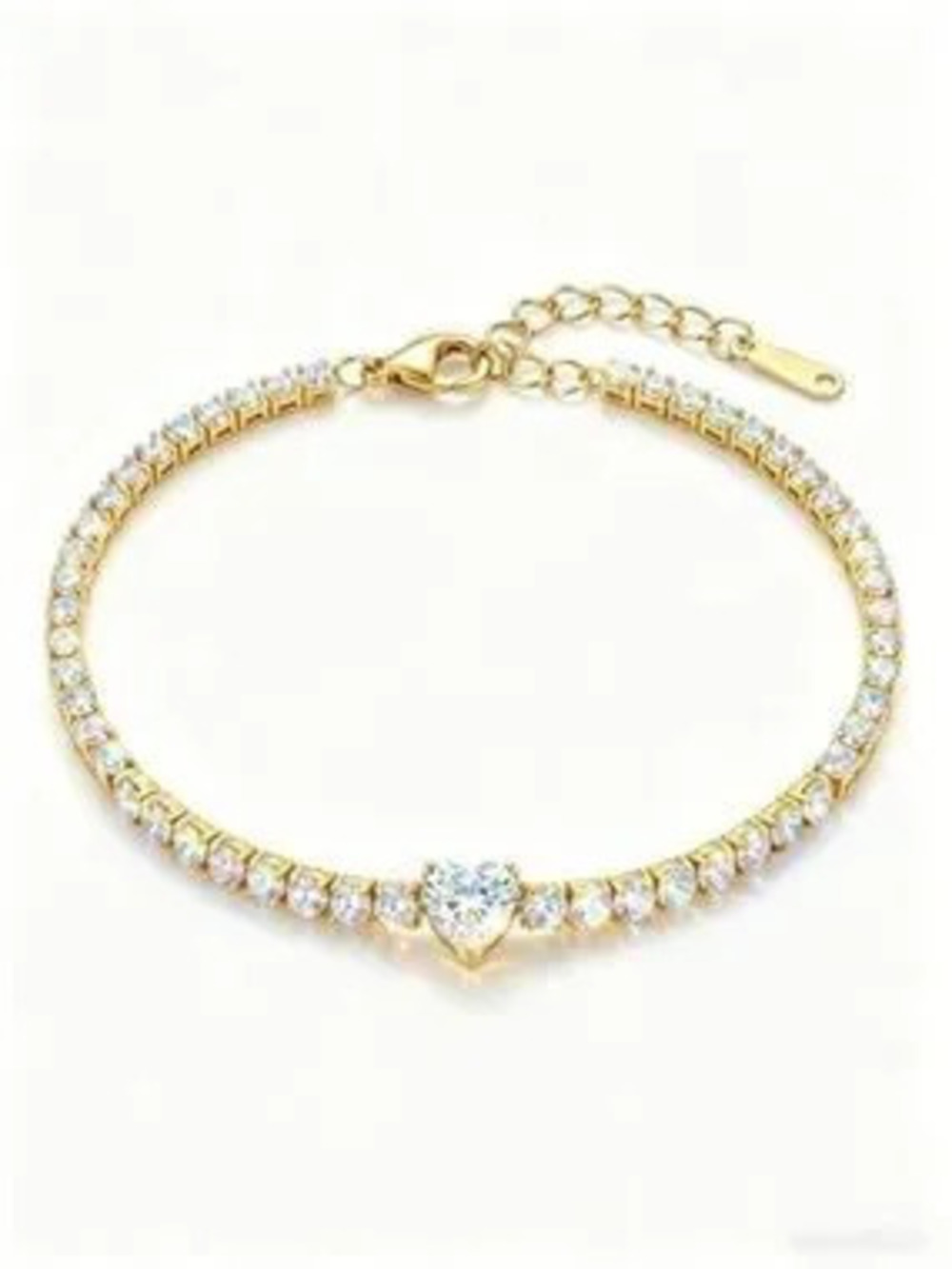 Gold Heart CZ Tennis Bracelet (4455)